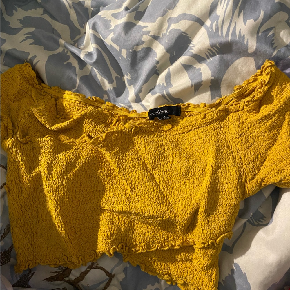 Crop tops floral and yellow beautiful fitted tight